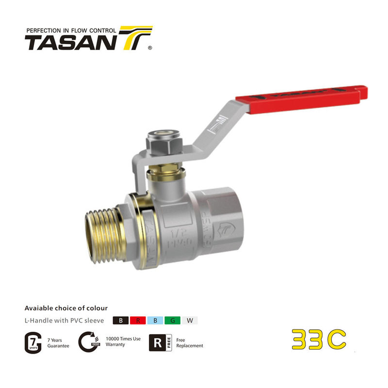 Valvola a sfera in ottone forgiato nichelato da 4 pollici a flusso pieno PN16 / 230psi 33C